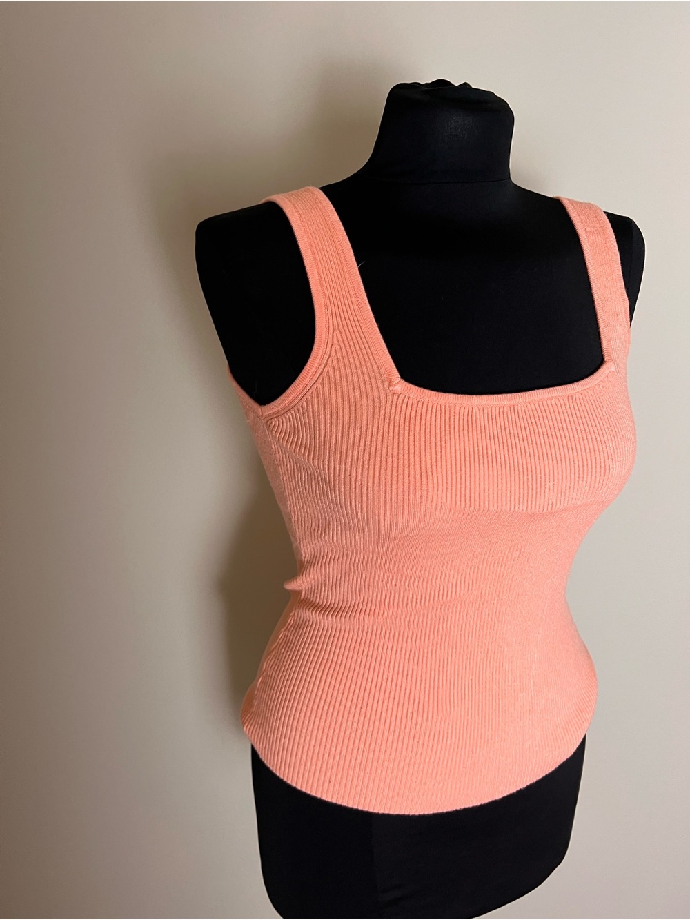 Gilly Hicks Coral Ribbed Square Neck Tank